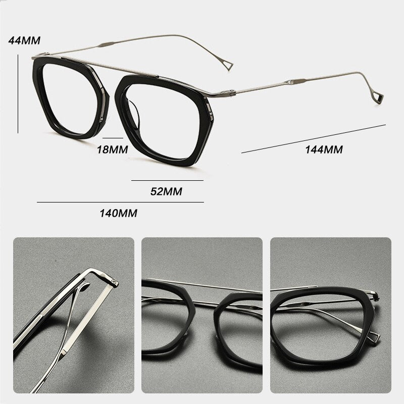 Gatenac Unisex Full Rim Oval Round Titanium Acetate Eyeglasses Gxyj845 Full Rim Gatenac