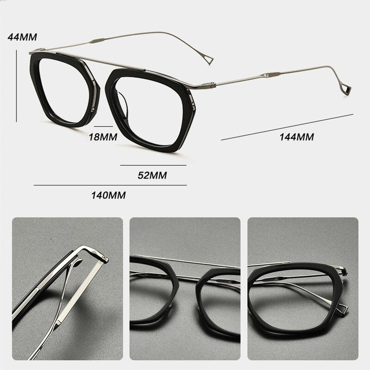 Gatenac Unisex Full Rim Oval Round Titanium Acetate Eyeglasses Gxyj845 Full Rim Gatenac