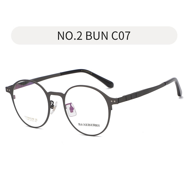 Reven Jate Unisex Full Rim Round Titanium Frame Eyeglasses 71080 Full Rim Reven Jate grey