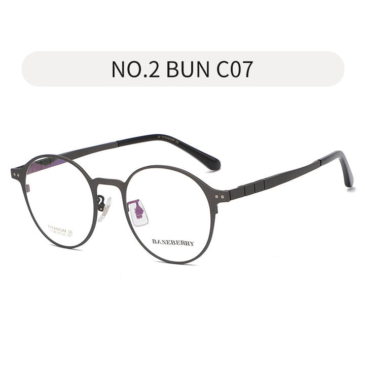 Reven Jate Unisex Full Rim Round Titanium Frame Eyeglasses 71080 Full Rim Reven Jate grey