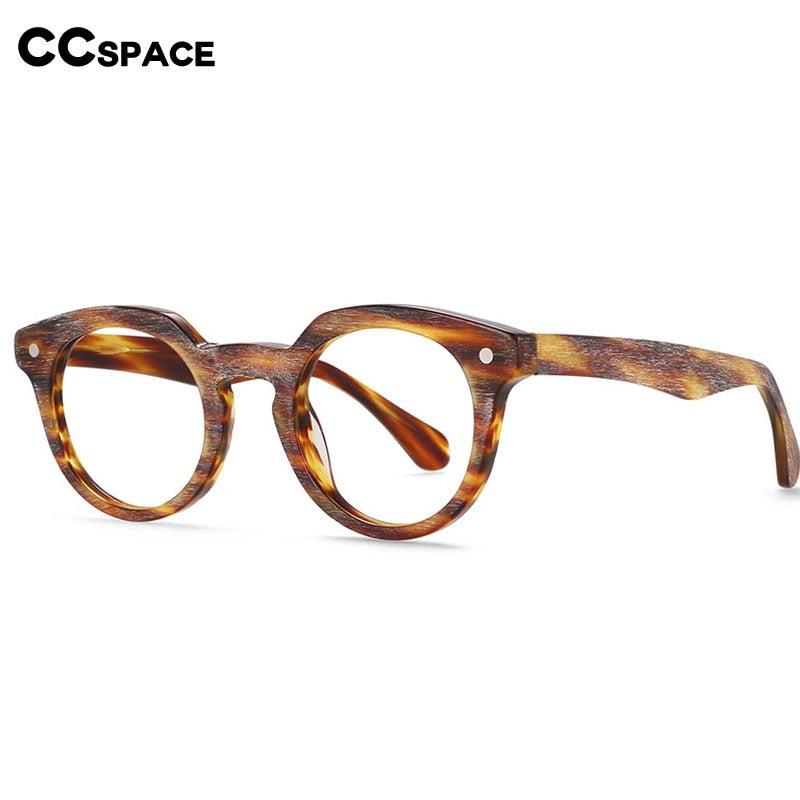 CCspace Unisex Full Rim Round Acetate Eyeglasses 55216 Full Rim CCspace