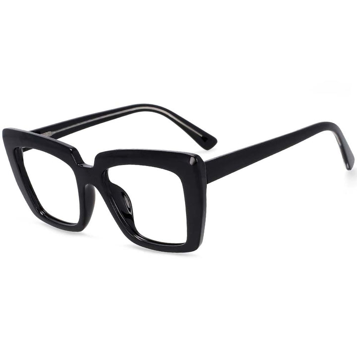 CCspace Women's Full Rim Big Square Acetate Frame Eyeglasses 54340 Full Rim CCspace China Black