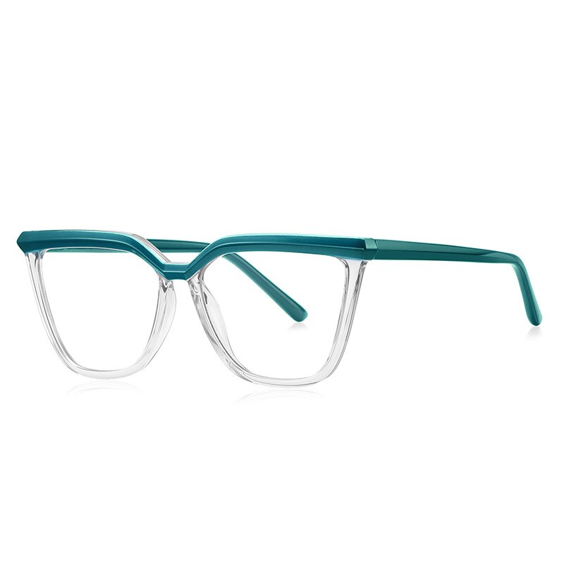 CCspace Unisex Full Rim Square Cat Eye Tr 90 Titanium Eyeglasses 54423 Full Rim CCspace China C2TransparentGreen