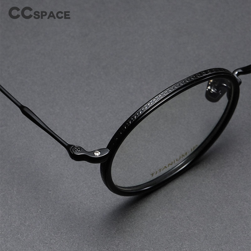 CCspace Unisex Full Rim Round Titanium Eyeglasses 53234 Full Rim CCspace