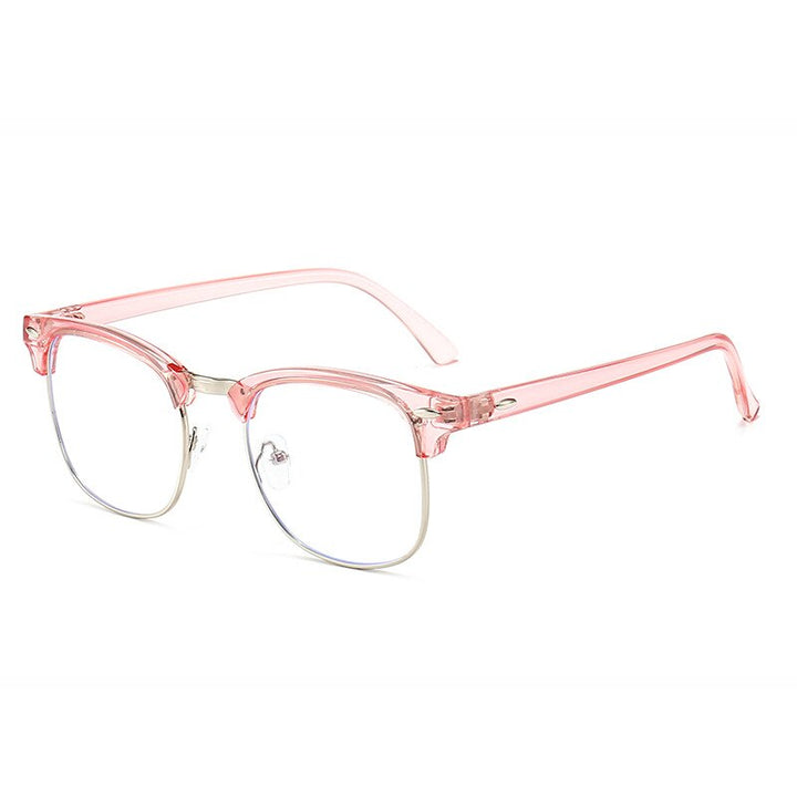CCspace Unisex Full Rim Square Tr 90 Eyeglasses 54622 Full Rim CCspace China Pink-silver