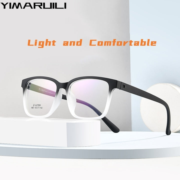 Yimaruili Unisex Full Rim Large Square Screwless Tr 90 Eyeglasses Full Rim Yimaruili Eyeglasses