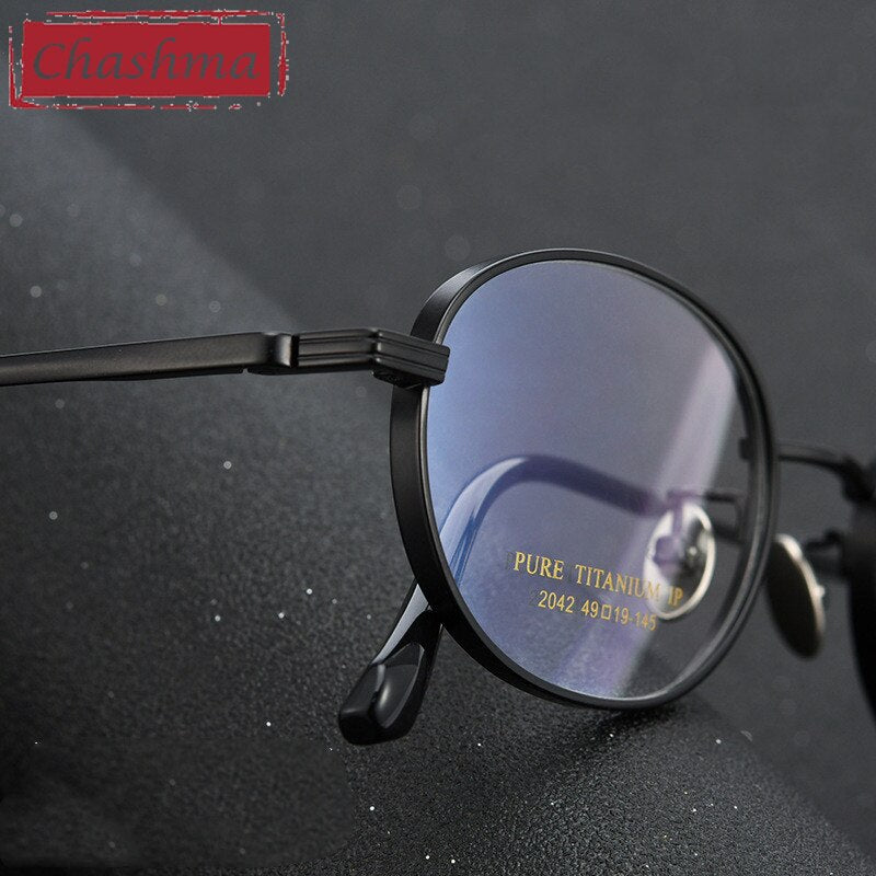 Chashma Ottica Unisex Full Rim Small Round Titanium Eyeglasses 2042 Full Rim Chashma Ottica