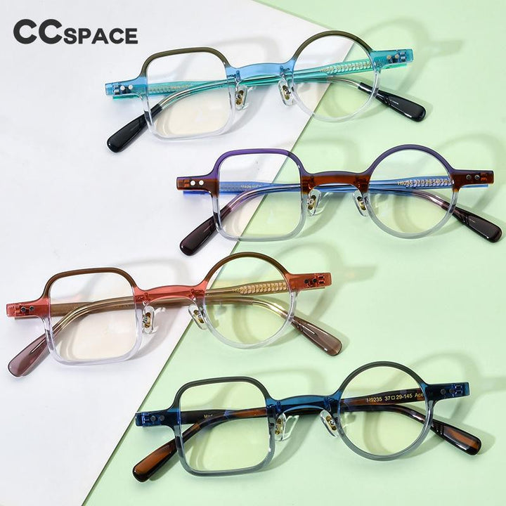 CCspace Unisex Full Rim Irregular Square Round Acetate Eyeglasses 53329 Full Rim CCspace