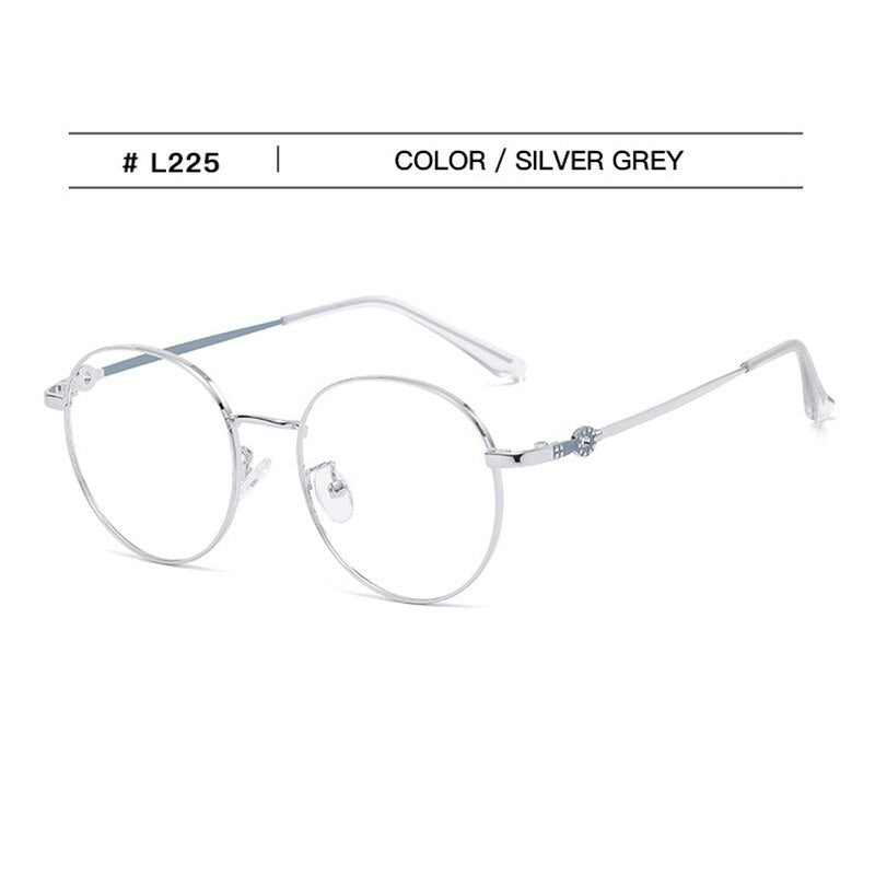Hotochki Unisex Full Rim Round Stainless Steel Alloy Eyeglasses L225 Full Rim Hotochki silvergray