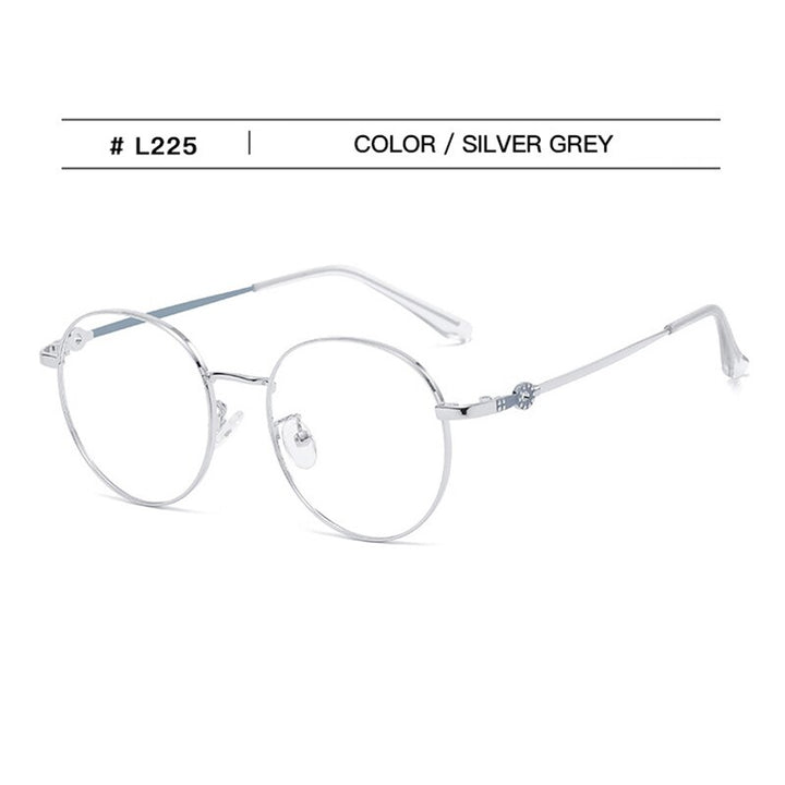 Hotochki Unisex Full Rim Round Stainless Steel Alloy Eyeglasses L225 Full Rim Hotochki silvergray