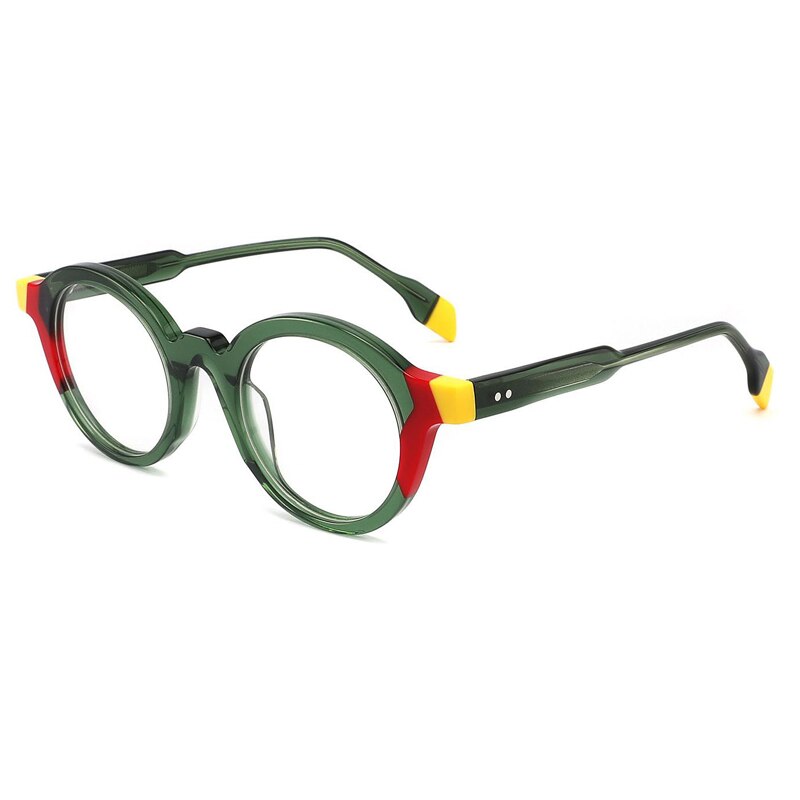 Gatenac Unisex Full Rim Round Acetate Eyeglasses Gxyj1013 Full Rim Gatenac Green