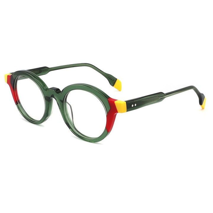 Gatenac Unisex Full Rim Round Acetate Eyeglasses Gxyj1013 Full Rim Gatenac Green