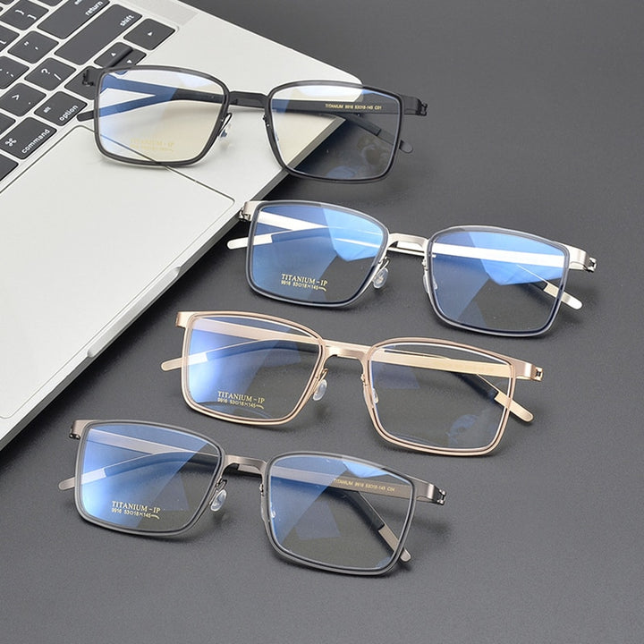 Bclear Unisex Full Rim Square Titanium Eyeglasses My9916 Full Rim Bclear