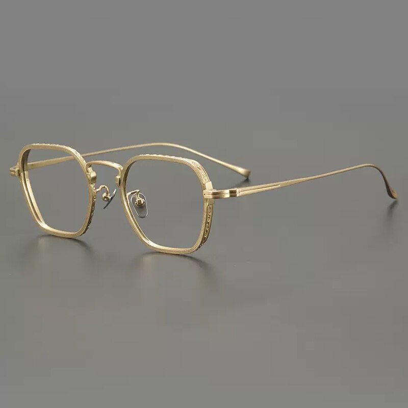 Gatenac Unisex Full Rim Polygon Square Titanium Eyeglasses Gxyj889 Full Rim Gatenac Gold
