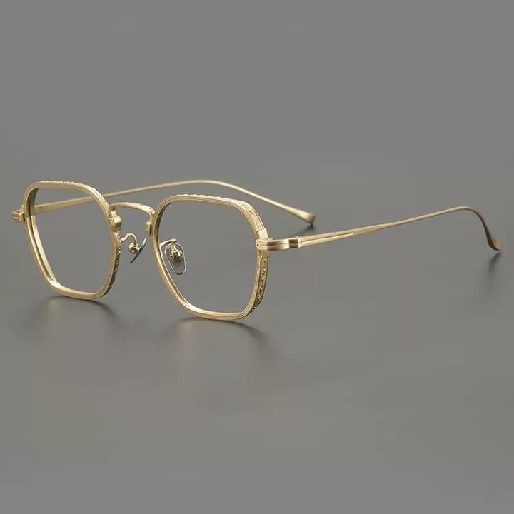 Gatenac Unisex Full Rim Polygon Square Titanium Eyeglasses Gxyj889 Full Rim Gatenac Gold