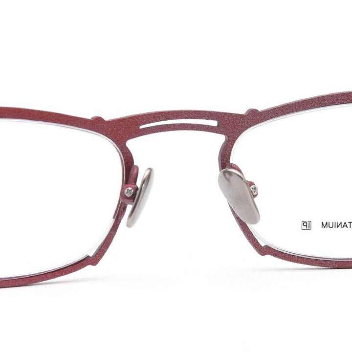Muzz Women's Semi Rim Oval Cat Eye Titanium Eyeglasses 7761 Semi Rim Muzz