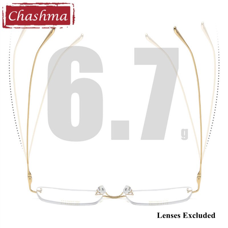 Chashma Ottica Unisex Rimless Square Titanium Eyeglasses 5678 Rimless Chashma Ottica