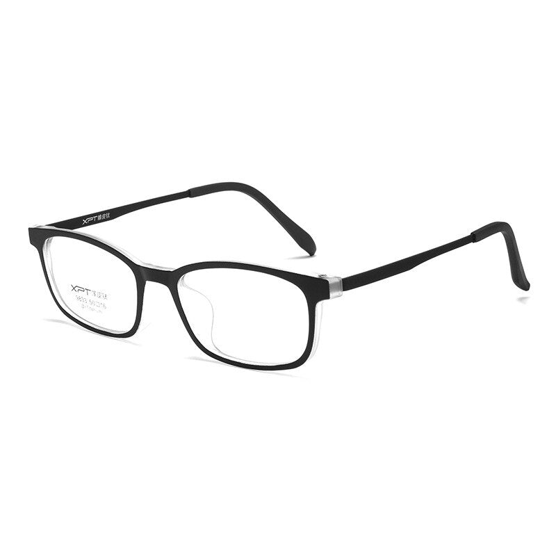 Yimaruili Unisex Full Rim Small Square Tr 90 Titanium Eyeglasses 9833XP Full Rim Yimaruili Eyeglasses Black Transparent