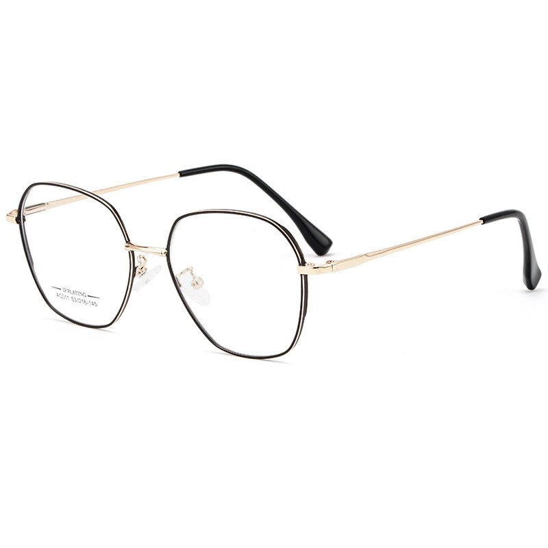 Yimaruili Unisex Full Rim Polygon Square Alloy Frame Eyeglasses AC011 Full Rim Yimaruili Eyeglasses Black Rose Gold