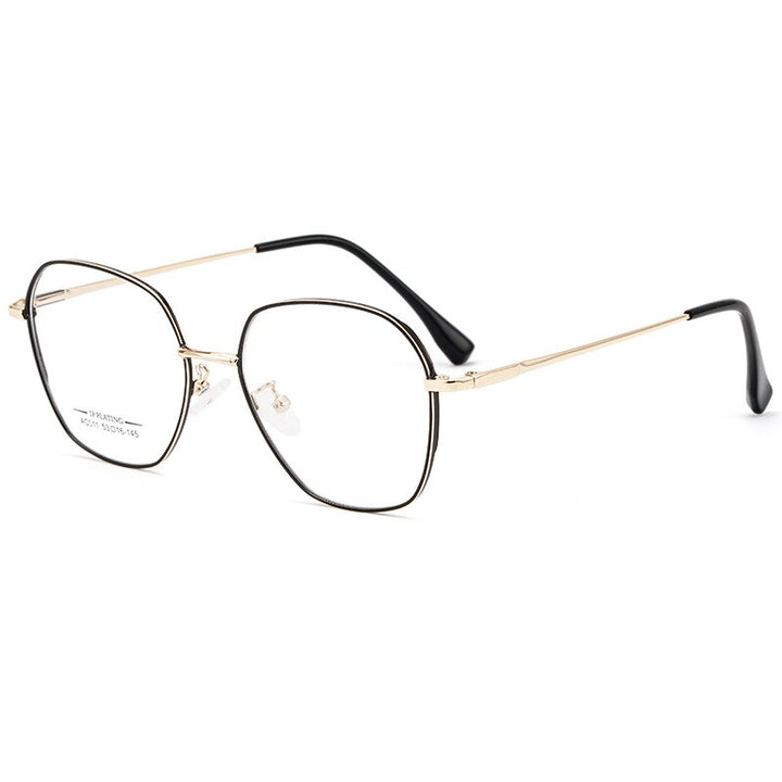 Yimaruili Unisex Full Rim Polygon Square Alloy Frame Eyeglasses AC011 Full Rim Yimaruili Eyeglasses Black Rose Gold