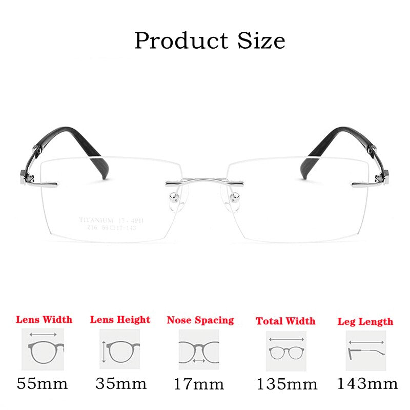 Yimaruili Unisex Rimless Large Square Rectangle Titanium Eyeglasses Z16WK Rimless Yimaruili Eyeglasses