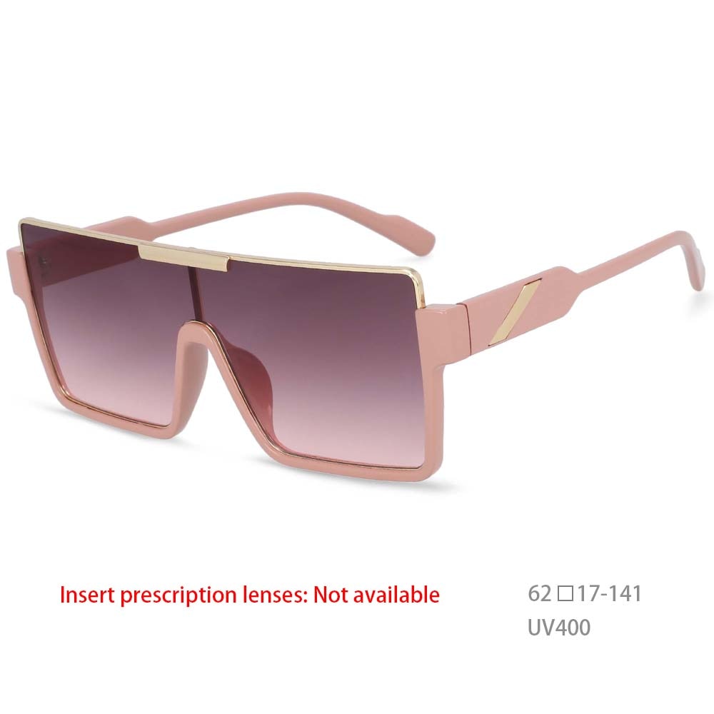 CCspace Unisex Oversized Square One Lens Goggle Resin Frame Sunglasses 53820 Sunglasses CCspace Sunglasses Pink China 53820