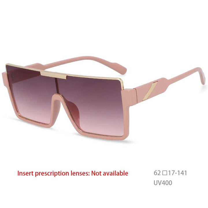 CCspace Unisex Oversized Square One Lens Goggle Resin Frame Sunglasses 53820 Sunglasses CCspace Sunglasses Pink China 53820