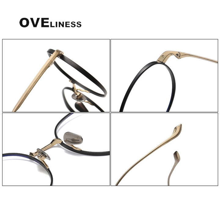 Oveliness Unisex Full Rim Round Titanium Eyeglasses Chordc Full Rim Oveliness
