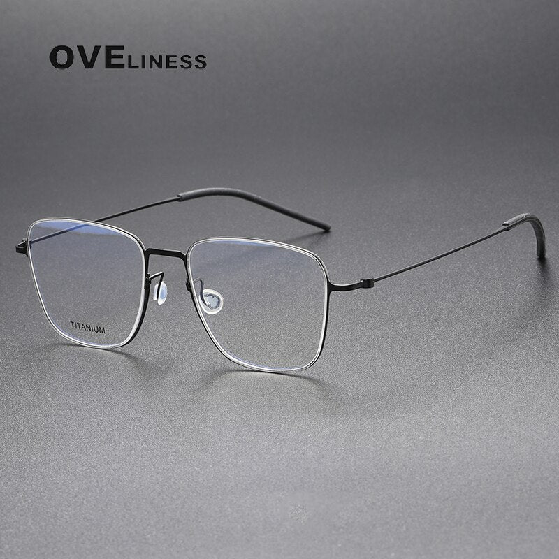 Oveliness Unisex Full Rim Square Titanium Eyeglasses 5506 Full Rim Oveliness black