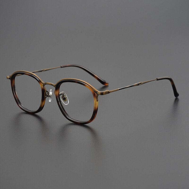 Gatenac Unisex Full Rim Round Square Titanium Eyeglasses Gxyj964 Full Rim Gatenac Tortoiseshell
