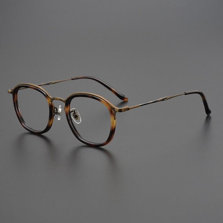Gatenac Unisex Full Rim Round Square Titanium Eyeglasses Gxyj964 Full Rim Gatenac Tortoiseshell