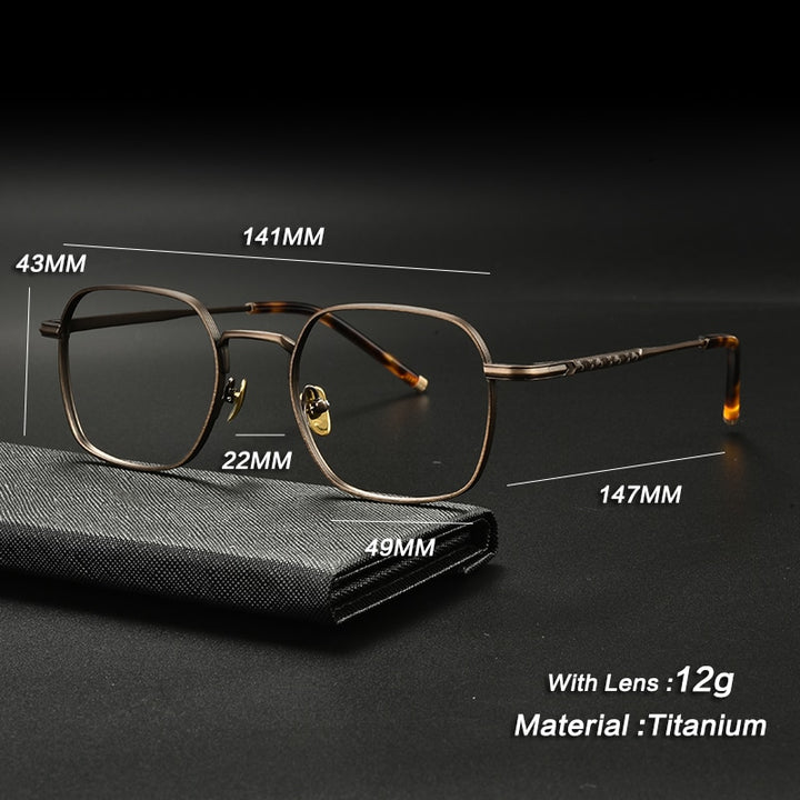 Gatenac Unisex Full Rim Square Titanium Eyeglasses Gxyj932 Full Rim Gatenac