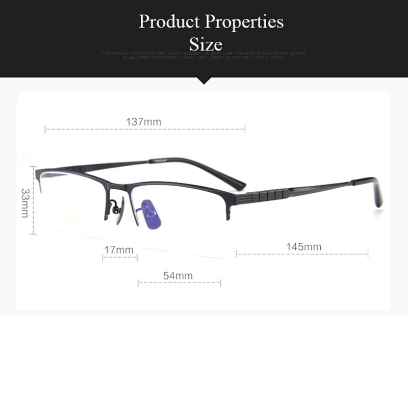 Bclear Men's Semi Rim Square Titanium Eyeglasses My91065 Semi Rim Bclear