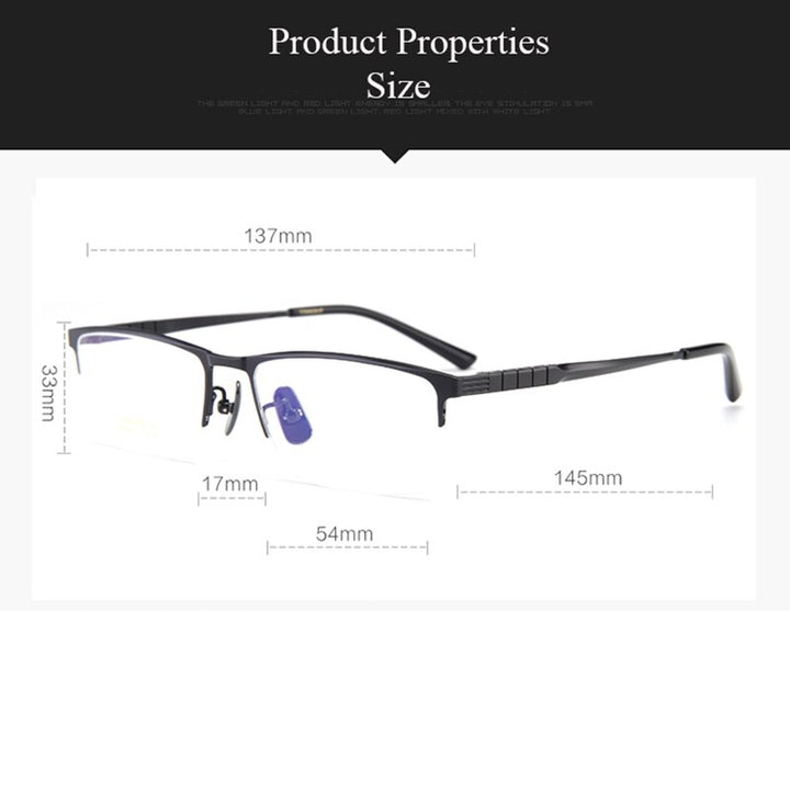Bclear Men's Semi Rim Square Titanium Eyeglasses My91065 Semi Rim Bclear