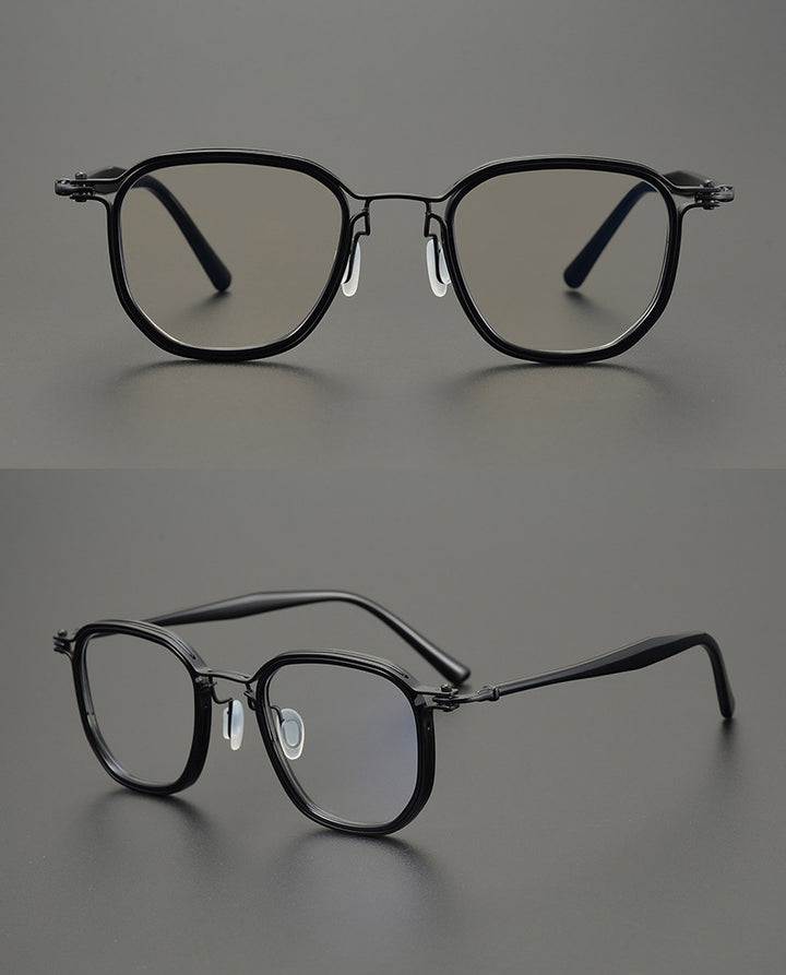 Gatenac Unisex Full Rim Square Titanium Acetate Frame Eyeglasses Gxyj815 Full Rim Gatenac