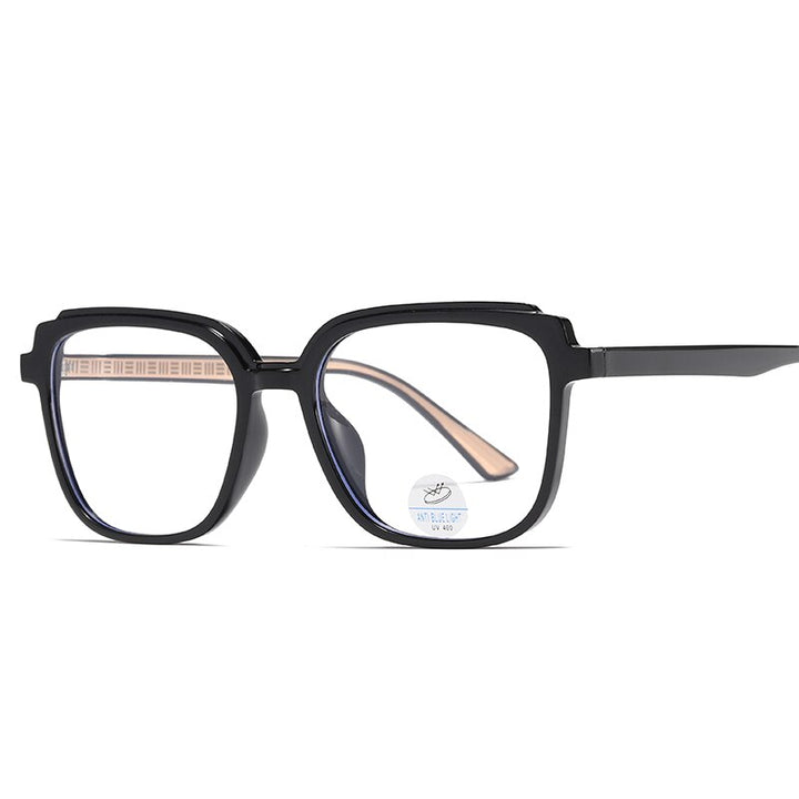 Reven Jate Unisex Full Rim Square Acetate Eyeglasses 81229 Full Rim Reven Jate black-golden