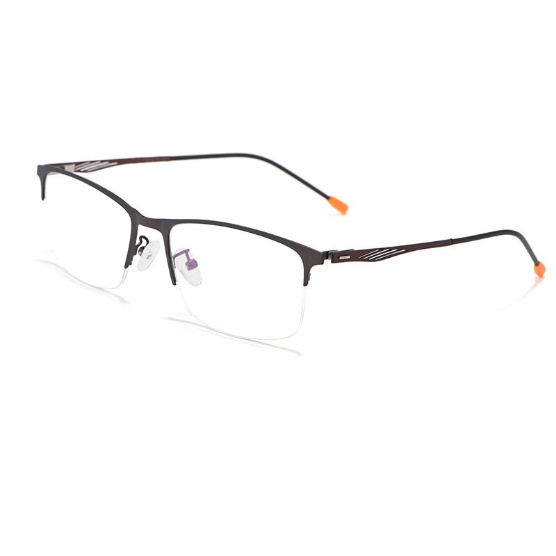 Reven Jate Unisex Semi Rim Square Alloy Eyeglasses P8836 Semi Rim Reven Jate grey