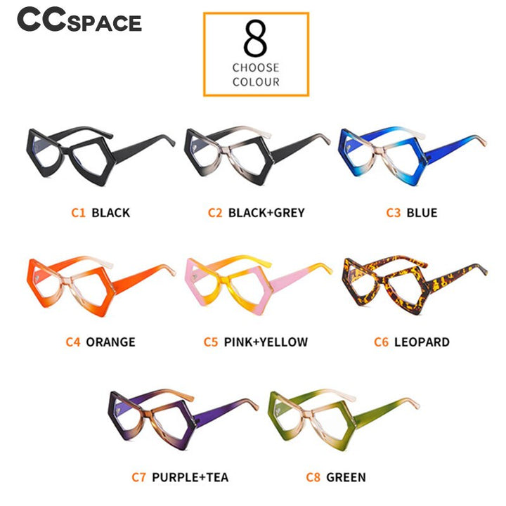 CCspace Unisex Full Rim Polygonal Cat Eye Acetate Frame Eyeglasses 54620 Full Rim CCspace