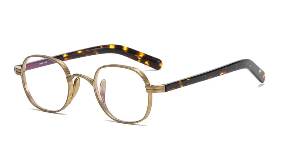 CCspace Unisex Full Rim Irregular Round Acetate Titanium Eyeglasses 53314 Full Rim CCspace Gold China