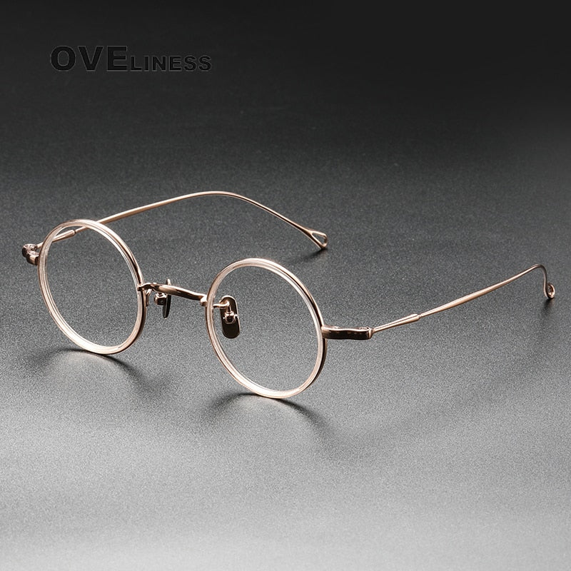Oveliness Unisex Full Rim Round Titanium Eyeglasses V8 Full Rim Oveliness pink rose gold
