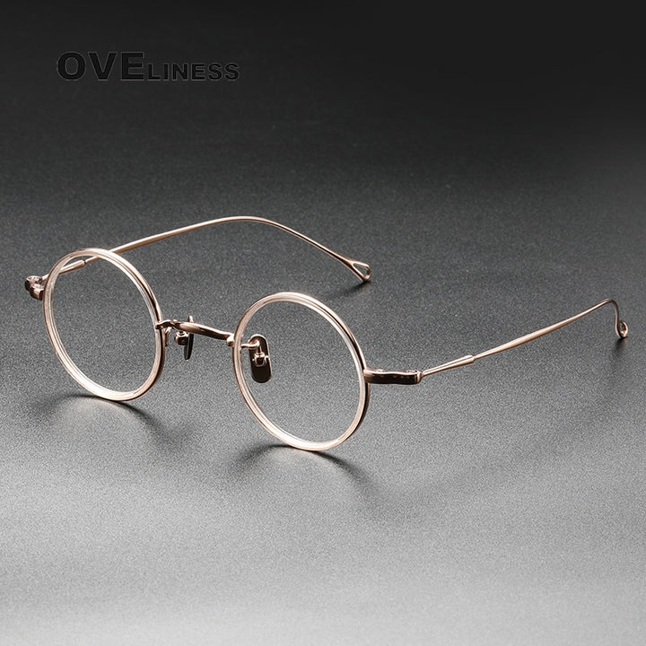 Oveliness Unisex Full Rim Round Titanium Eyeglasses V8 Full Rim Oveliness pink rose gold