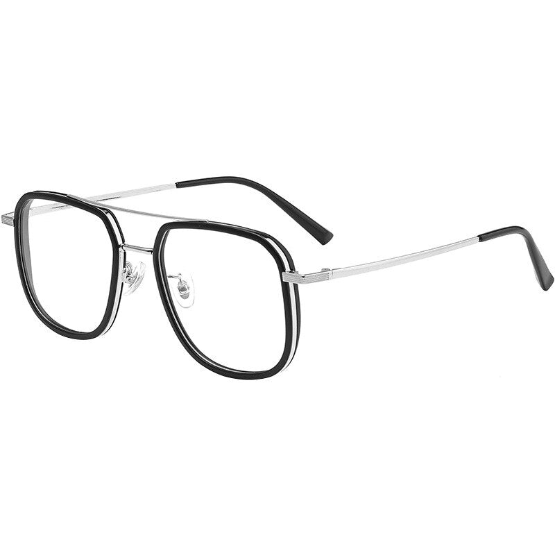 Hdcrafter Unisex Full Rim Big Square Double Bridge Tr 90 Titanium Eyeglasses 2218YJ Full Rim Hdcrafter Eyeglasses