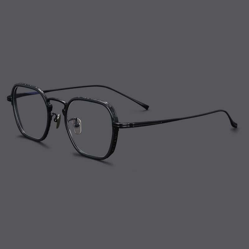 CCspace Unisex Full Rim Irregular Square Titanium Eyeglasses 54974 Full Rim CCspace Black China