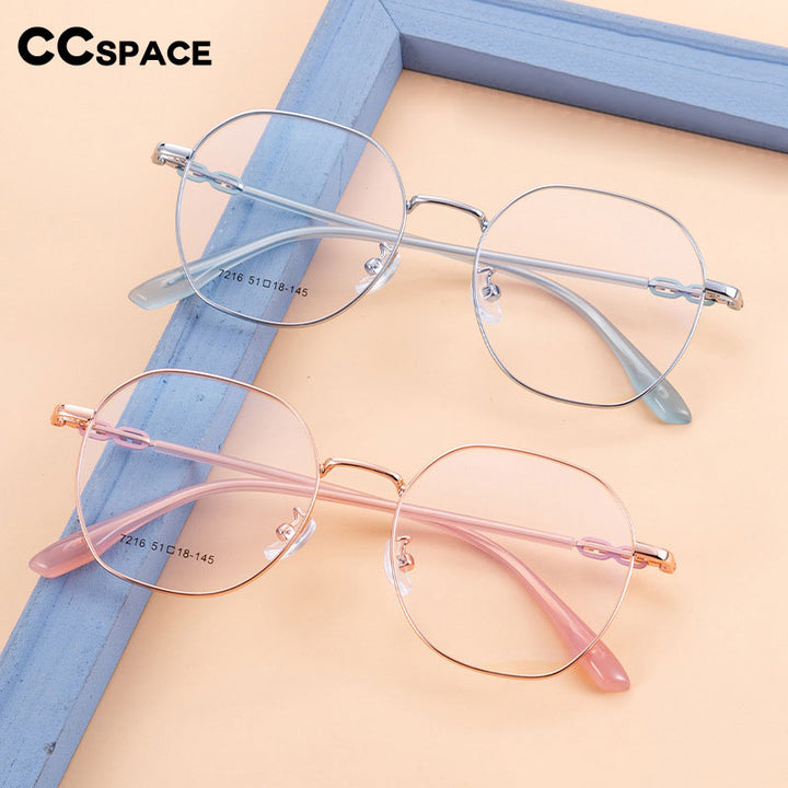 CCspace Unisex Full Rim Polygon Alloy Eyeglasses 55714 Full Rim CCspace