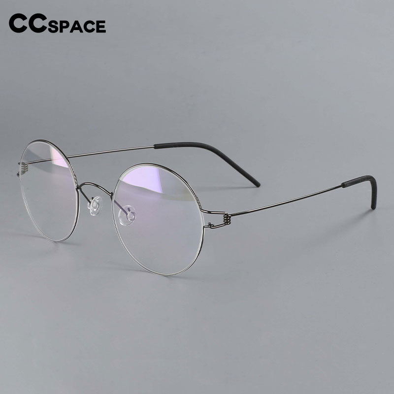 CCspace Unisex Full Rim Round Titanium Alloy Screwless Eyeglasses 54710 Full Rim CCspace