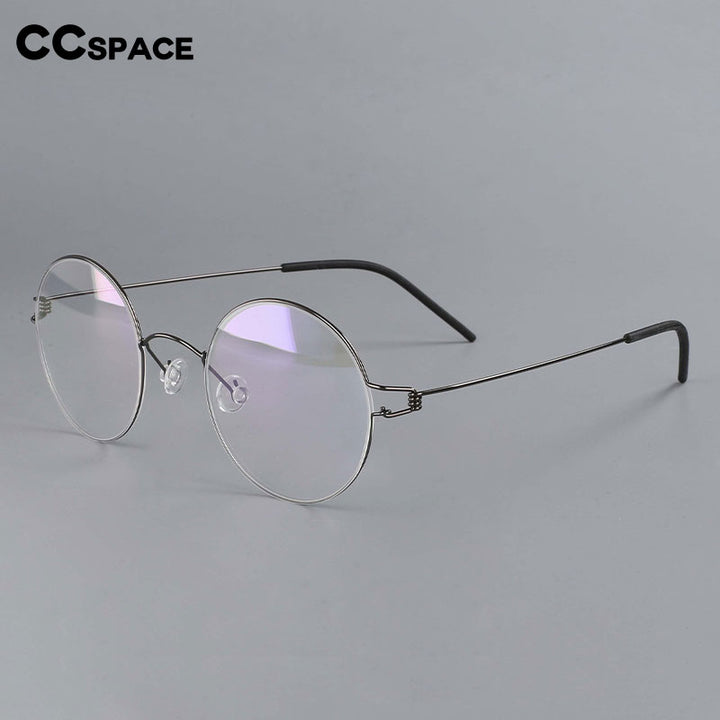 CCspace Unisex Full Rim Round Titanium Alloy Screwless Eyeglasses 54710 Full Rim CCspace