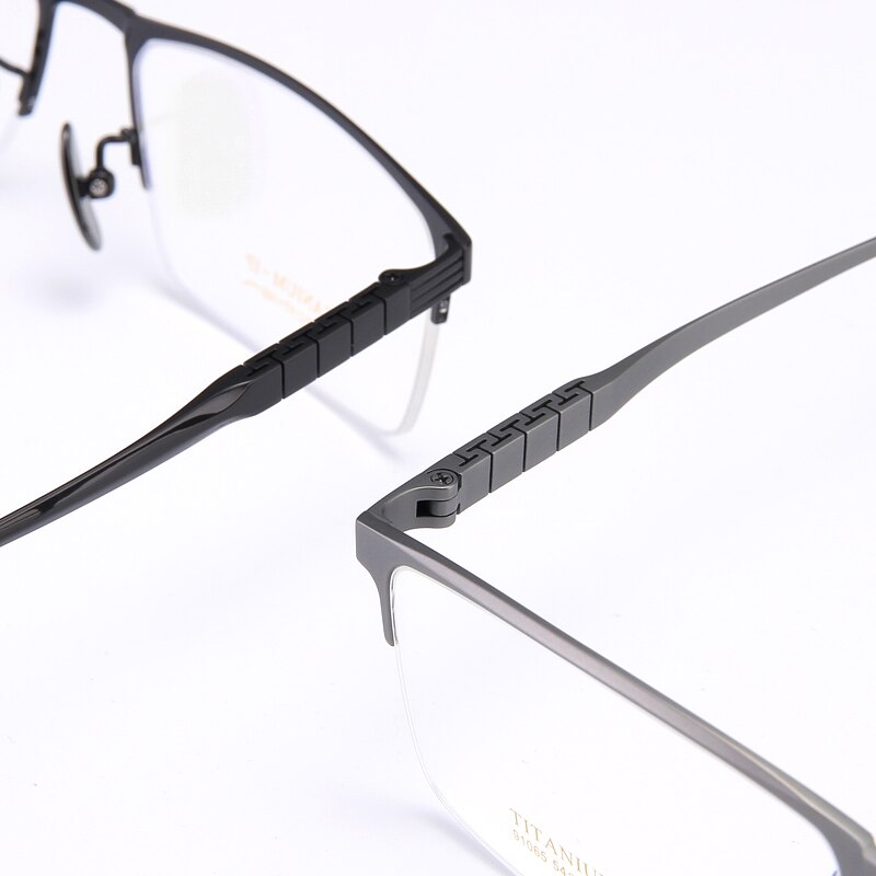 Bclear Men's Semi Rim Square Titanium Eyeglasses My91065 Semi Rim Bclear