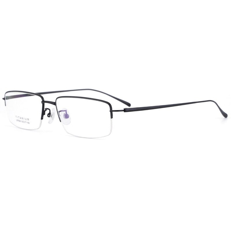 Bclear Men's Semi Rim Square Titanium Eyeglasses Lb7836 Semi Rim Bclear Black