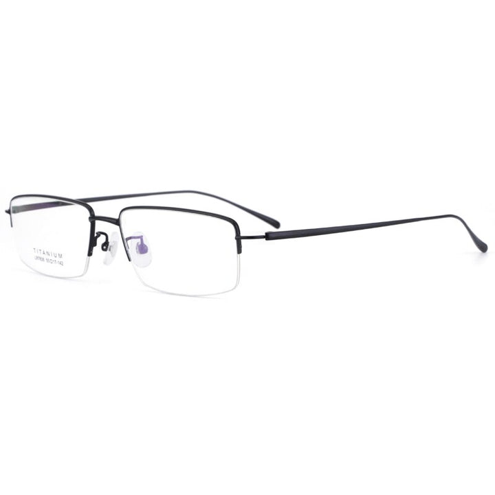 Bclear Men's Semi Rim Square Titanium Eyeglasses Lb7836 Semi Rim Bclear Black