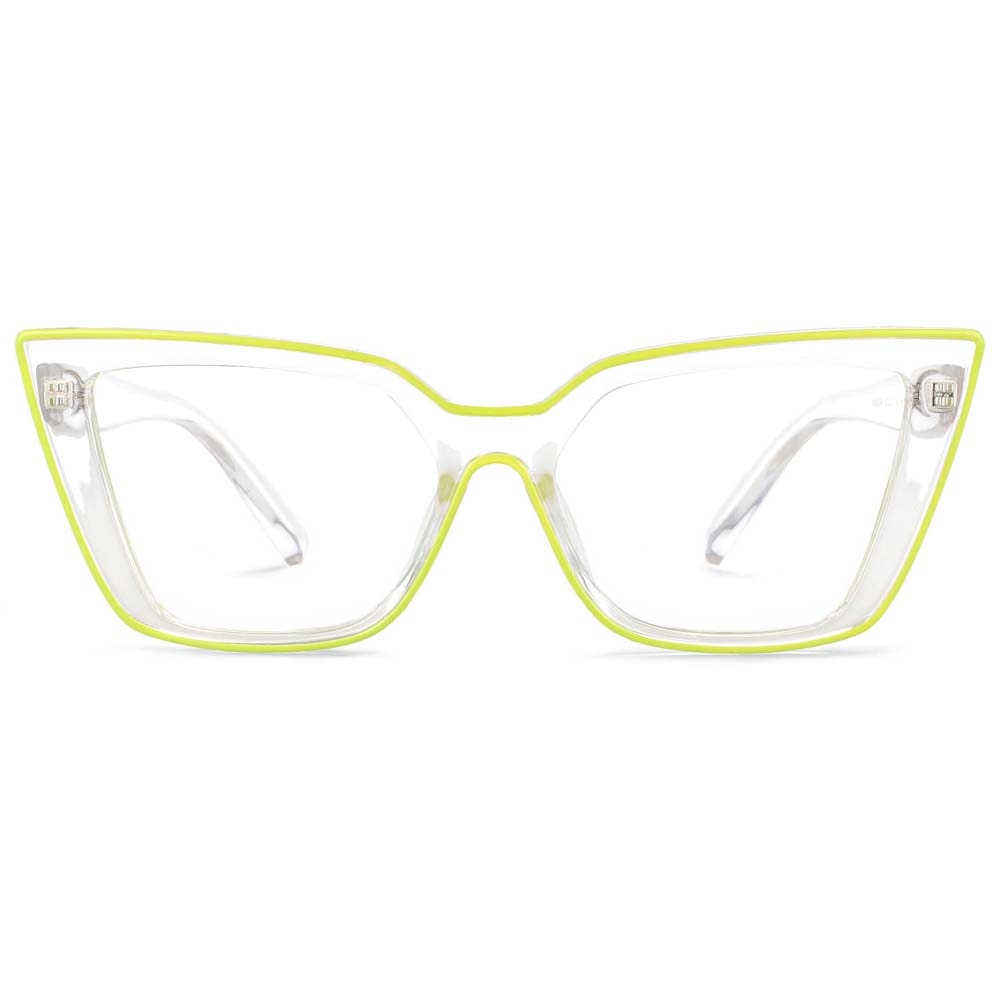 CCspace Women's Full Rim Square Flat Top Cat Eye Acetate Alloy Eyeglasses 55338 Full Rim CCspace China Greenc2